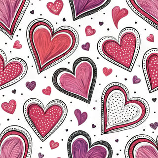 Bold Hearts on Pure White Background