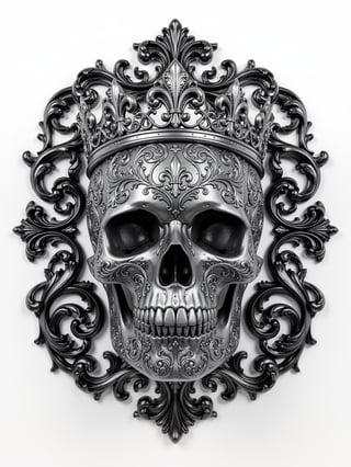 Ornate Metallic Skull with Baroque Patterns