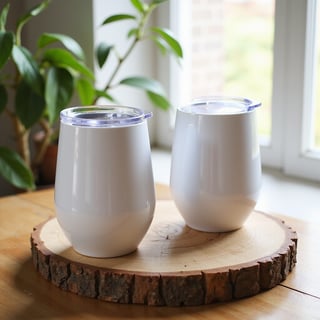 Glossy White Wine Tumbler with Lid