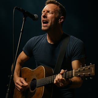 Chris Martin Singing on Stage