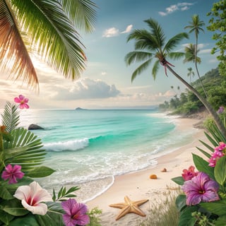 Elegant Tropical Beach and Ocean Scene