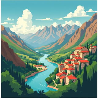 Vintage Art Deco Tunceli Travel Poster