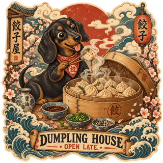 Vintage Japanese Dumpling Ad — Dachshund