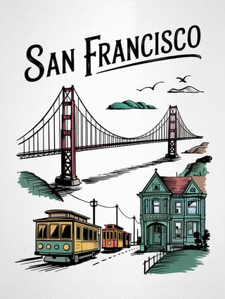 San Francisco 2D Hand-Drawn Sketch Design