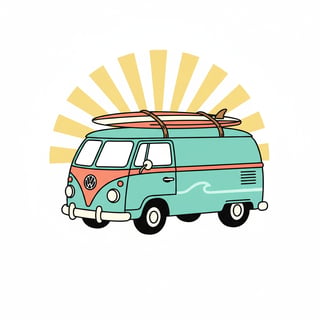 Vintage Beach Van Clip-Art