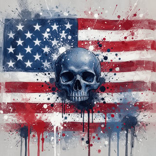 Gritty American Flag with Skull Art