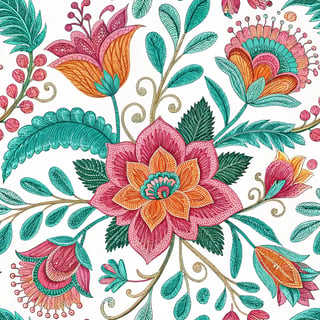 Intricate Neon Floral Embroidery
