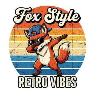 Vintage Distressed Fox Design