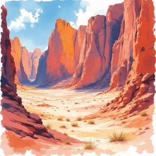 Wadi Rum Desert Ink & Watercolor Art