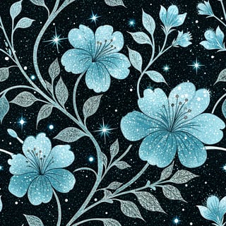 Light Blue Glitter Floral Pattern