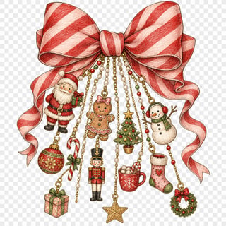 Candy-Striped Christmas Charm PNG