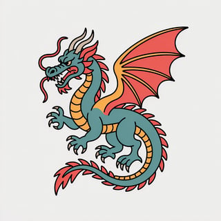 Traditional Dragon Tattoo Illustration