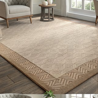Minimalist Linen-Texture Rug in Warm Tones