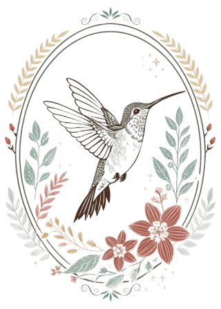 Vintage Hummingbird Vector Illustration