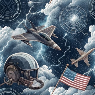 Dreamlike Jet Fighter Aviation Collage