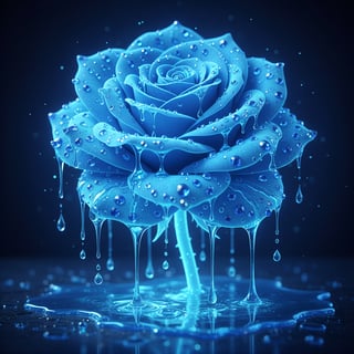 Glowing Blue Rose with Rhinestones