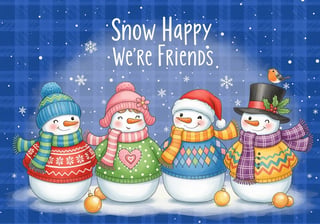 Whimsical Winter Snowmen Scene