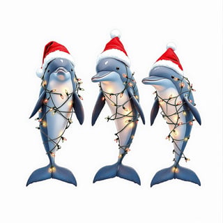 Boho Dolphins with Christmas Lights
