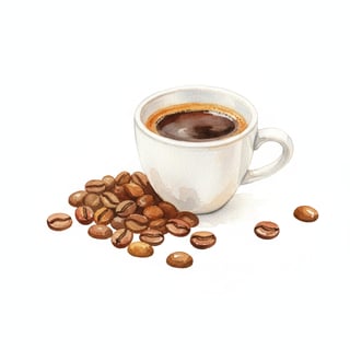 Watercolor Espresso Cup Illustration