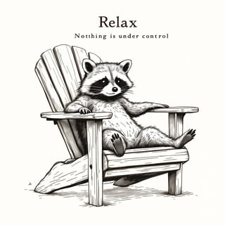 Relaxing Raccoon in Adirondack Chair
