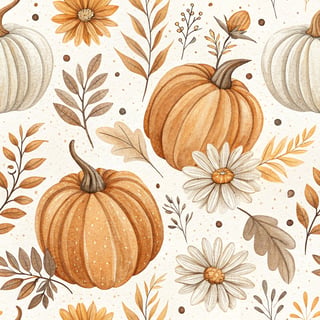 Warm-Toned Pumpkin Autumn Pattern