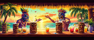 Tiki Bar with Lucha Libre Wrestlers