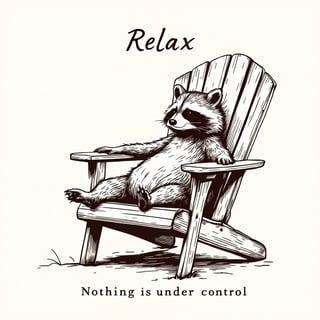 Relaxing Raccoon in Adirondack Chair