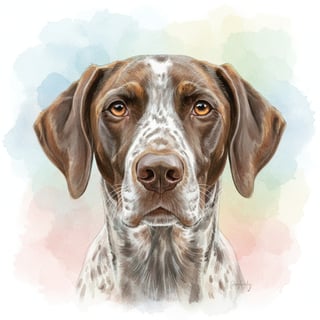 Watercolor Portrait of German Pointer