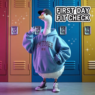 Goose Influencer Outfit by School Lockers