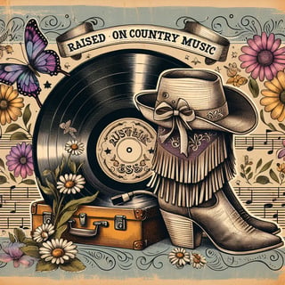 Rustic Western Country Music Art