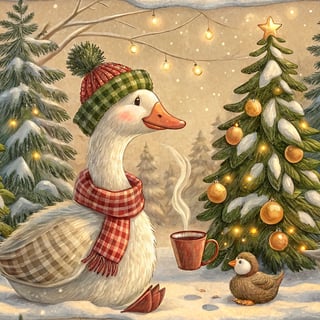 Whimsical Christmas Goose Art