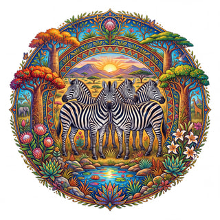 Zebra Landscape Centerpiece on White