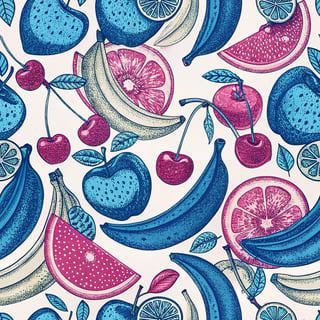 Neon Fruit Pattern with Pop Art Style