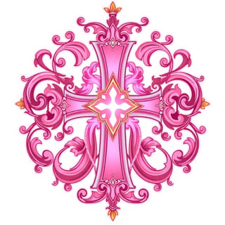 Symmetrical Pink Fantasy Cross Design