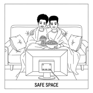 Black Couple Relaxing Coloring Page