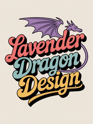 Retro Lavender Dragon Script Logo