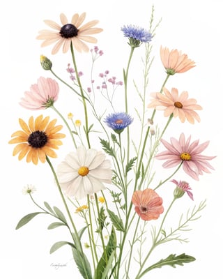 Watercolor Wildflower Arrangement