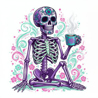 Colorful Day of the Dead Skeleton Art