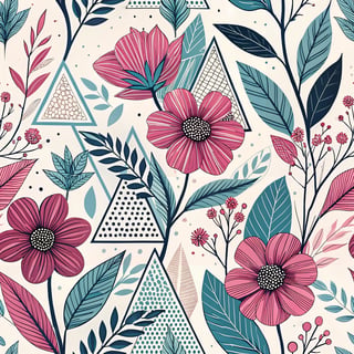 Retro 1960s Magenta Wildflowers Vector