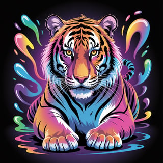 Neon Psychedelic Tiger Illustration