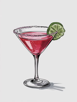 Watercolor Cosmopolitan Cocktail Glass