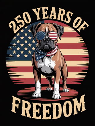 Patriotic Boxer Dog Vintage T-Shirt