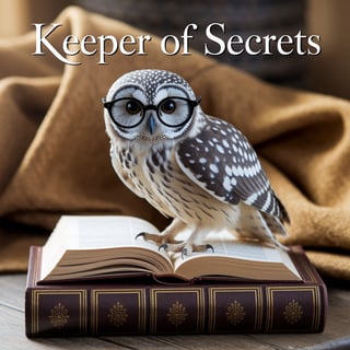 Wise owl with glasses on ancient book