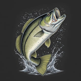 Largemouth Bass Leaping Illustration
