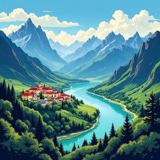 Vintage Art Deco Tunceli Travel Poster