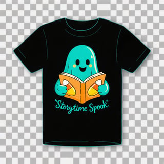 Cheerful Teal Ghost Reading Book