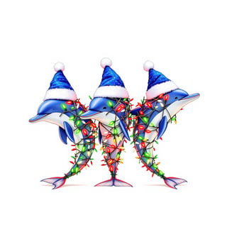 Boho Dolphins with Christmas Lights