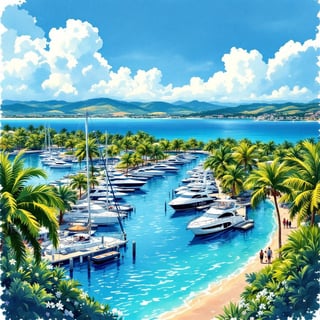 Hope Island Travel Poster Illustration