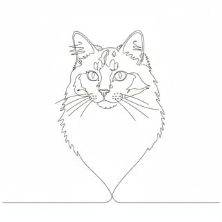 Minimalist Cat Line Art Portrait