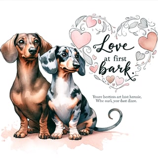 Watercolor Dachshunds Valentine Clipart